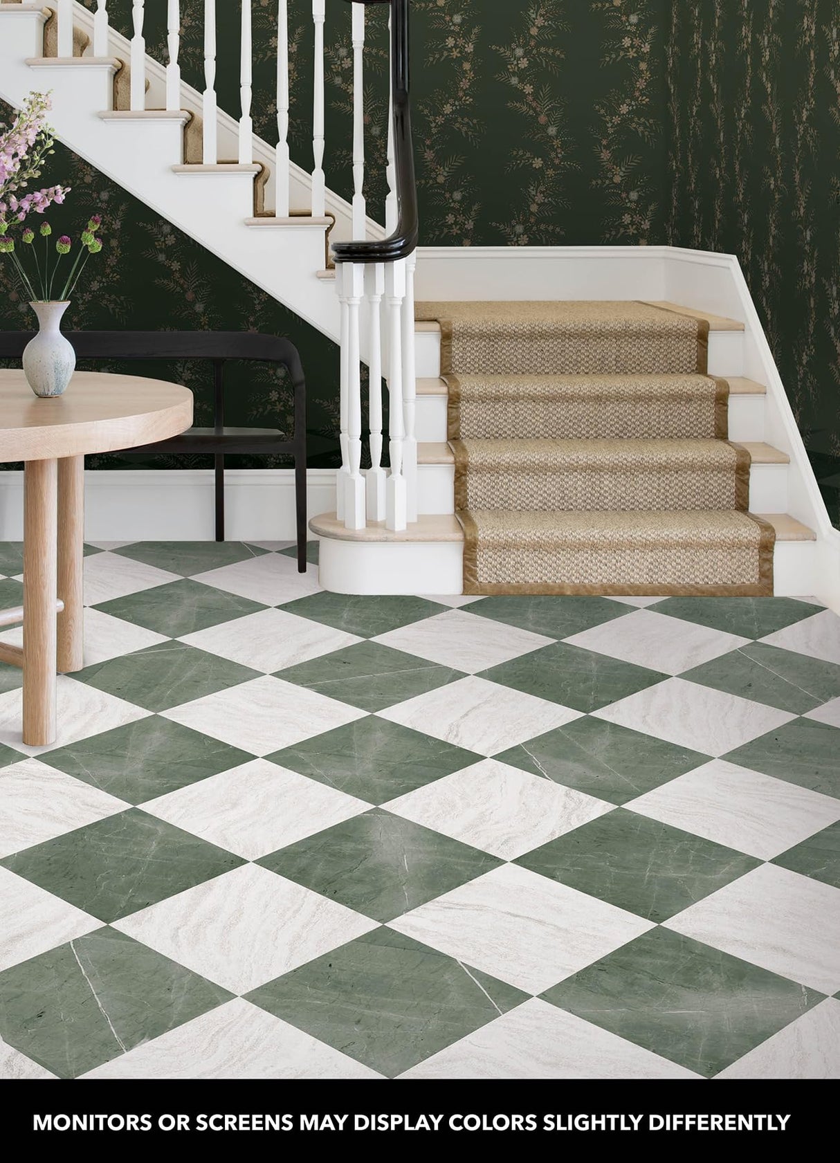 FloorPops x Chris Loves Julia Bonneville Jade Peel and Stick Floor Tiles, FP6332