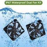 Roodike 5.5" Waterproofed Solar Powered 2 Fan Kits for Outdoor Chicken Coop, Greenhouse, Shed, Pet House Intake or Exhaust Air Circulation