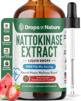 Nattokinase Supplement Liquid Drops – Made of Nattokinase 2000 FU Extract – Vegan, GMO-Free – Liquid Alternative to Natto Veggie Caps – Aids in Maintaining Heart Wellness (Strawberry Watermelon, 60mL)