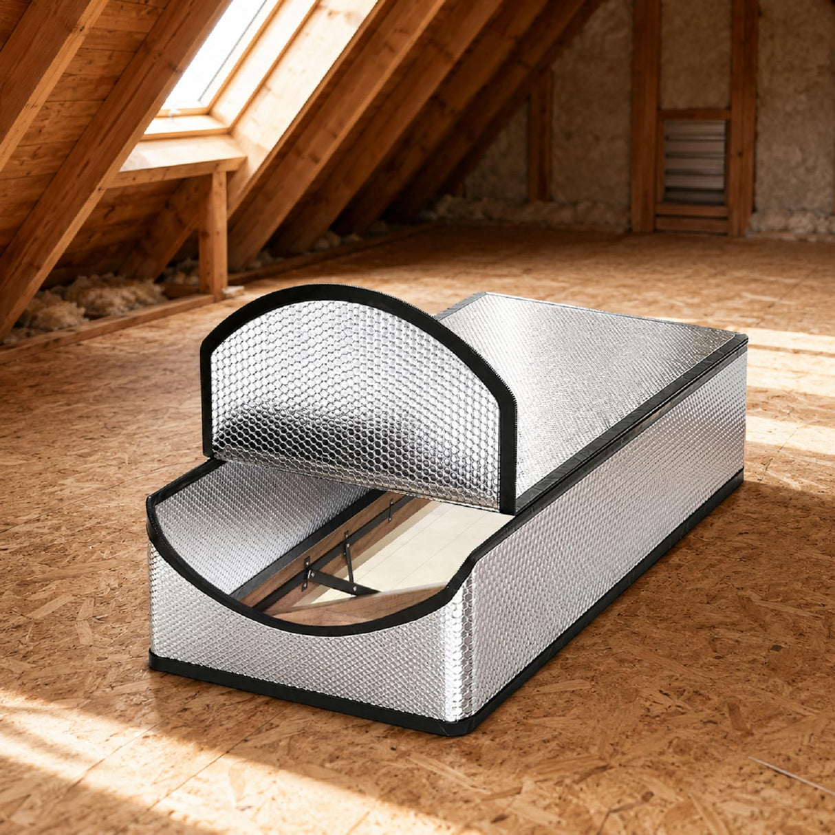 LEMOONE Attic Door Insulation Cover 25"x54"x11", Energy Saving Tent Attic Stairs Cover Ladder Pull Down Insulator, R-Value 15.5 Thicken Aluminum Foil Stairway Insulation with Zipper Fireproof