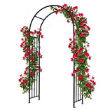 Giantex 86'' Metal Garden Arch, Outdoor Arbor Trellis with 8 Ground Stakes