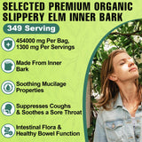 Slippery Elm, Slippery Elm Powder Organic, Elm Bark Made from Inner Bark - 1 Pound (349 Servings), Natural Herbs Helps Soothe The Throat and Coughing & Digestive, Diarrhea - 100% Pure & Vegan