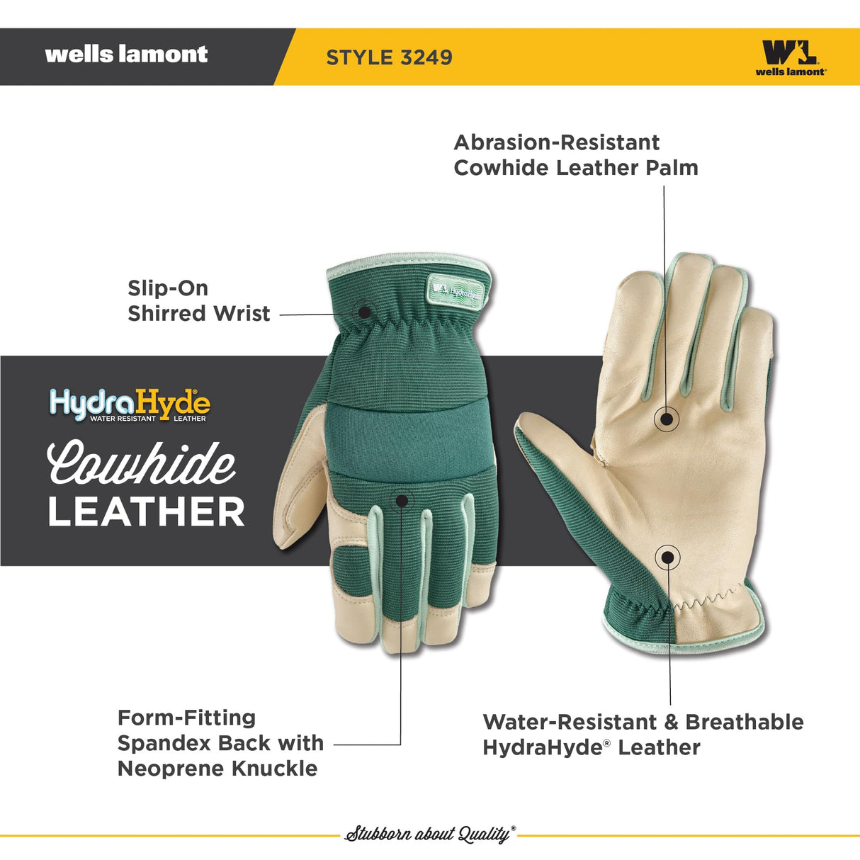 Wells Lamont Women's Work Gloves, Water-Resistant HydraHyde Gardening Gloves, Green, Medium (3249M)