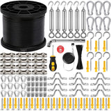 YingYa BIS 246FT Black Vinyl Coated 304 Stainless Steel Wire Rope Cable Kit – Heavy Duty Outdoor String Light Hanging Guide Wire with M5 Turnbuckle for Patio, Garden, Christmas Lights