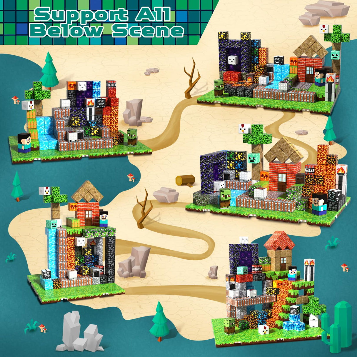 200PCS Magnetic Building Blocks with 6 Baseplate, Magnetic Blocks Cubes for Kids Ages 4-8, Stacking Magnet Blocks STEM Building Toys for Boys Girls Ages 3 4 5 6 7 8-12 Christmas Birthday Gifts