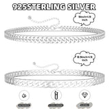Sterling Silver Ankle Bracelets for Women Waterproof - Dainty Silver Anklets Trendy Layered 925 Silver Plated Stackable Chunky Cuban Link Chian Anklet Bracelet Set for Women Non Tarnish Jewelry Gift