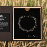 Love You This Much Gift for Son From Dad | Mens 5mm Twist Bracelet | Father Son Presents | 8"+1" Extender | Luxury Gift Box & Card (Black/Black)
