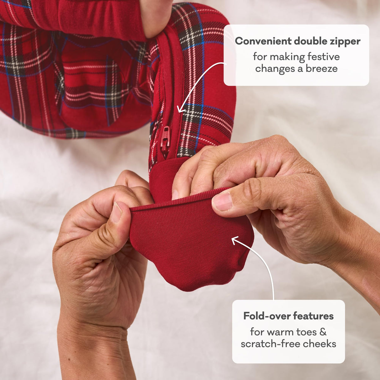 Little Sleepies Christmas Pajamas for Baby Boys & Girls, Viscose from Bamboo Newborn Pajamas, Family Matching Christmas PJs, Holiday Plaid, 6-12 months