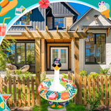 GANSHAYA Summer Goose Outfits Porch Goose Hawaiian Outfit 23 Inch Tropical Goose Clothes with Swim Trunks Sun Hat Sunglasses Swim Ring for Geese Statue Spring Summer Decor (Flamingo)