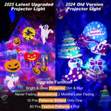 2025 Upgraded Brighter Halloween Decorations Projector Lights for Home, Display 8 Patterns at A Time (Ocean Wave & Patterns), 8 Themes Holiday Projector Christmas’ Day House Decoration Light Show