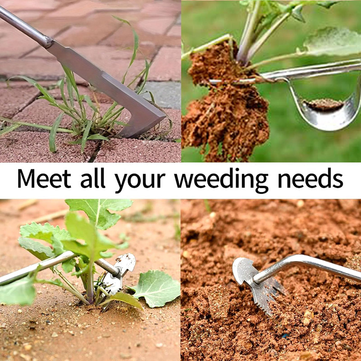 Weed Puller Tool Set, 3 Stainless Steel Hand Weeders for Lawn and Garden