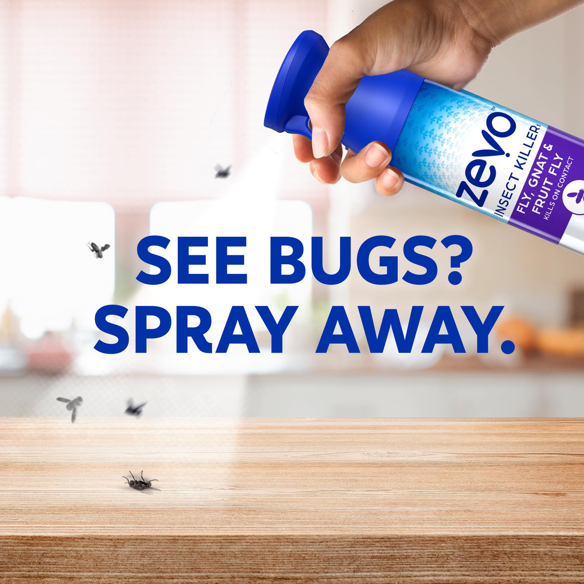 Zevo Flying Insect Bug Aerosol Spray, Kills Flies & Fruit Flies, 3 Bottles