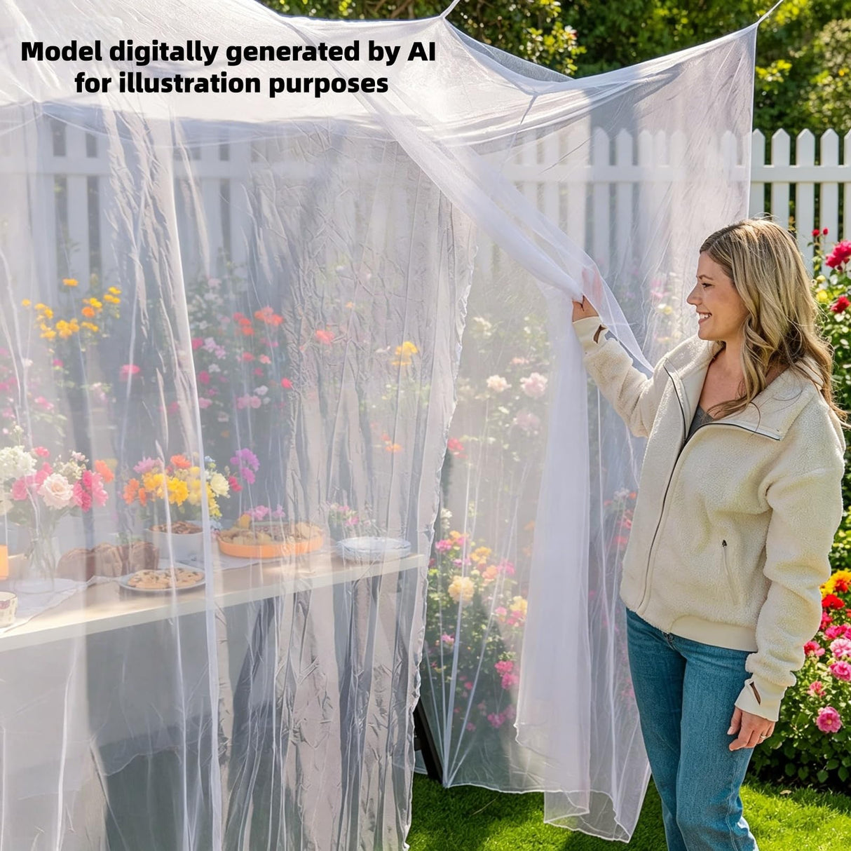 10'x10'x8.2' Outdoor Camping&Patio Mosquito Netting,Large Mosquito Netting with Hanging Ropes for Patio Camping Home Outdoor Travel (White)