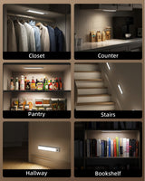 EZVALO 12-inch Under Cabinet Lighting, 3200mAh Rechargeable Motion Sensor Light Indoor, with Dimmable & 3 Color Temps, Magnetic Closet Lights, Wireless Under Counter Lights for Kitchen, Stairs(4-Pack)