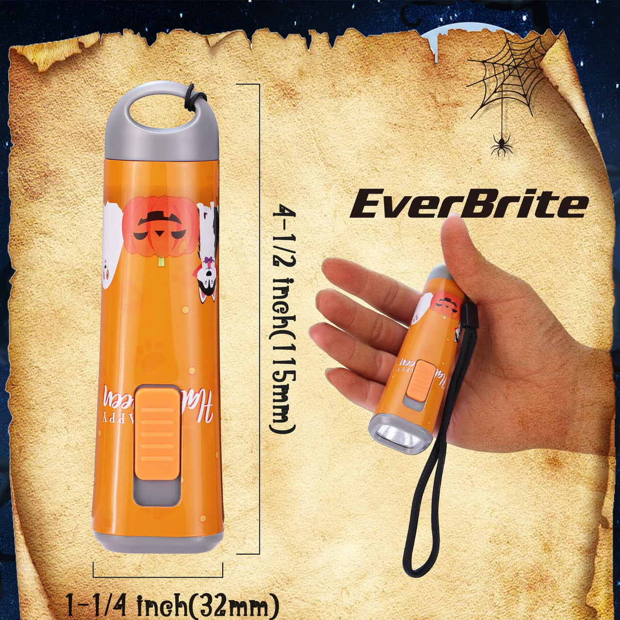 EverBrite 6-Pack LED Flashlights Halloween Gifts, Mini Flash Lights Handheld Torch with Lanyard, 18 AAA Batteries Included, Mixed Color