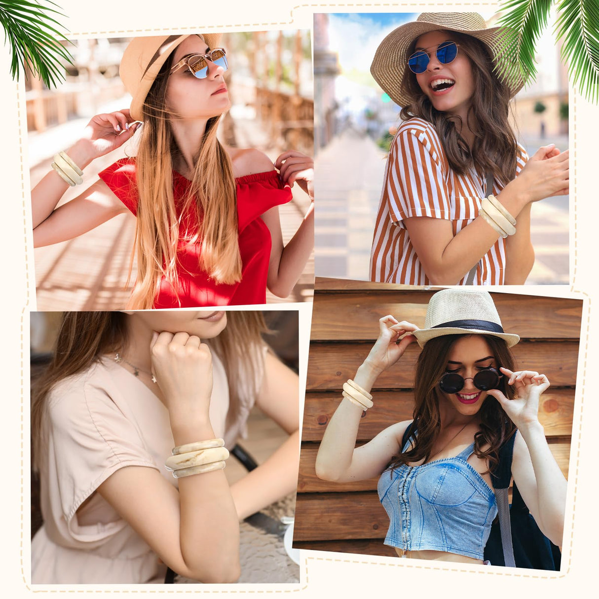 Tondiamo 3 Pcs Acrylic Resin Bracelets Chunky Bracelet for Women Irregular Geometric Wide Resin Bangle Thick Acetate Jewelry (White)
