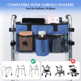 Walker Accessories for Folding Walker with Cup Holder,Pocket, Organizer Carry Storage Pouch Bag Buckle (Blue)