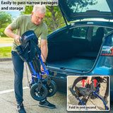 Henmnii Rollator Walker for Seniors, Lightweight Foldable All Terrain Rolling Walker with seat, Aluminum Walkers with 10 inch Rubber Wheels, Handles and Backrest for Seniors and Adult