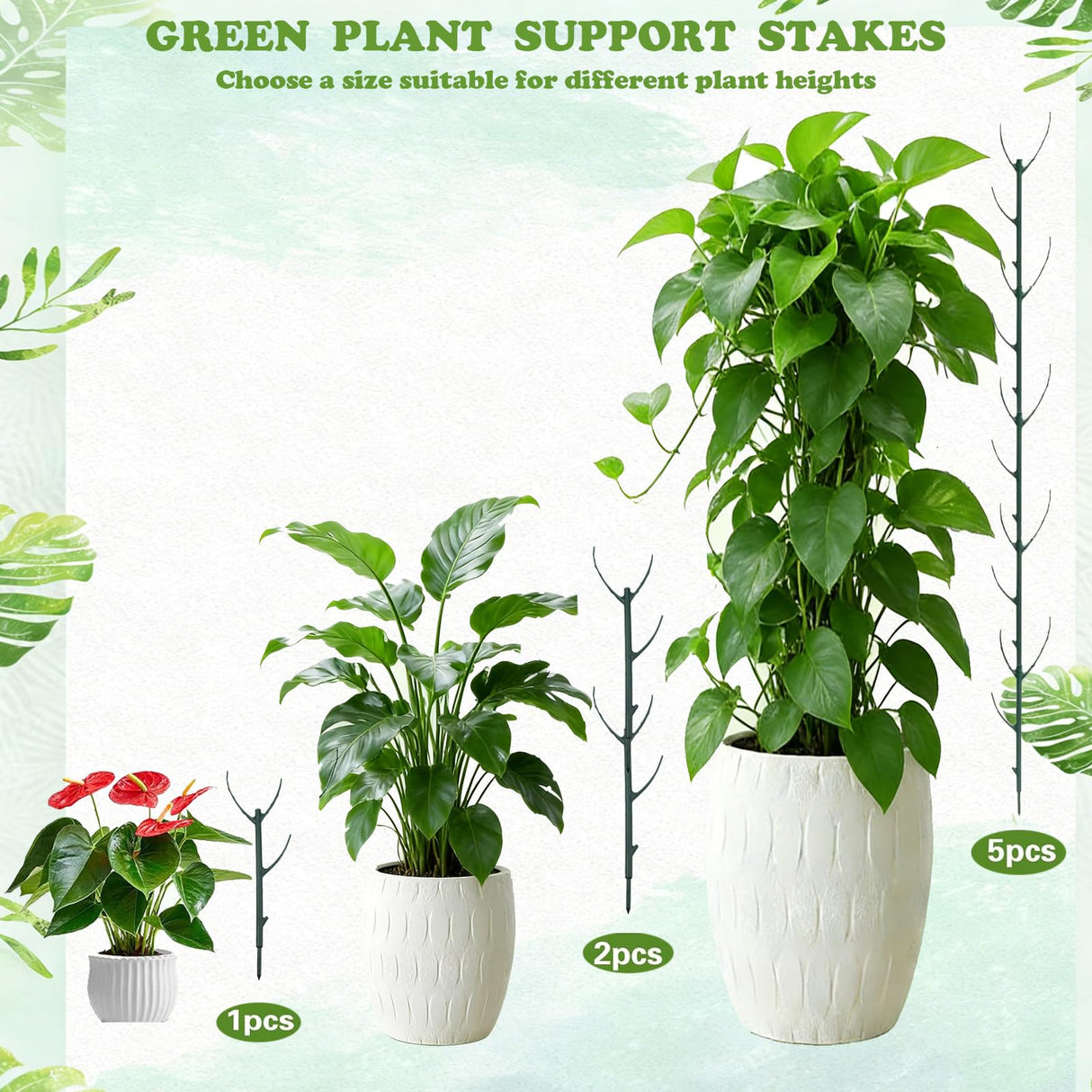 Stackable Monstera Moss Pole, 10 PCS Natural Coir Plant Support Stakes.