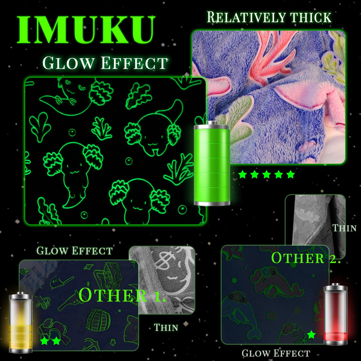 Axolotl Blanket for Girls - Axolotl Gifts Toys for 2 3 4 5 6 7 8 9 10 Year Old Girls Boys - Glow in The Dark Salamander Blanket Christmas Birthday Presents for Toddlers Teens Couch Bed 50"x 60"