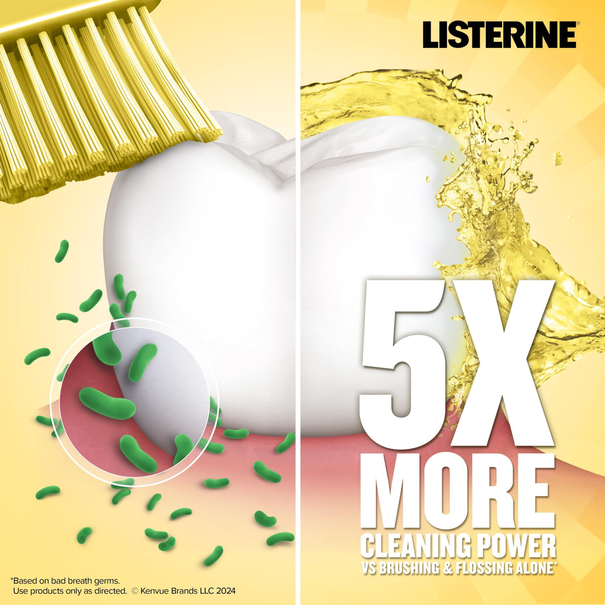 Listerine Original Antiseptic Oral Care Mouthwash to Kill 99.9% of Germs That Cause Bad Breath, Plaque and Gingivitis, ADA-Accepted Mouthwash, Original Flavored Oral Rinse, 1.5 L, 6 Pack
