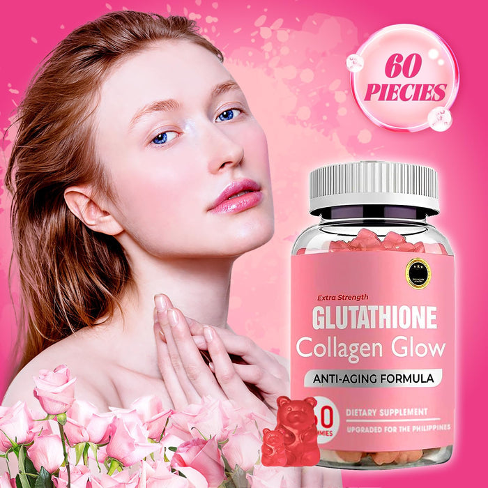Fyins Glutathione Collagen Glow Gummies, Glutathione Collagen Gummies for Women, Glow Beauty Collagen Gummies for Dark Spot, Korean Organic Collagen Gummies for Skin Care Anti-Aging (5 bottles)