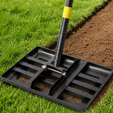 Lawn Leveling Rake – 17”x10” Heavy Duty Stainless Steel Lawn Leveler with 28”-60” Adjustable Handle, Anti-Flip Smooth Edge for Top Dressing Soil, Yard, Garden Lawn Care Tool