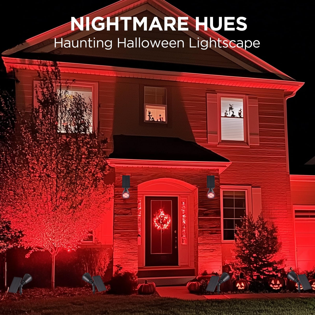 InnoGear Solar Lights Outdoor Waterproof Halloween Christmas Solar Garden Light for Outside Yard Landscape Lighting Pathway Spot Lights Spotlight Wall Light Auto On/Off, 2 Pack (Red and Green Light)