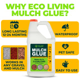 ECO LIVING SOLUTIONS Mulch Glue for Landscaping - Rock & Gravel Binder | Spray Glue for Paver Sealer | Landscape Glue for Mulch & Pebbles | Pet Safe & Plant Safe - 1 Gallon