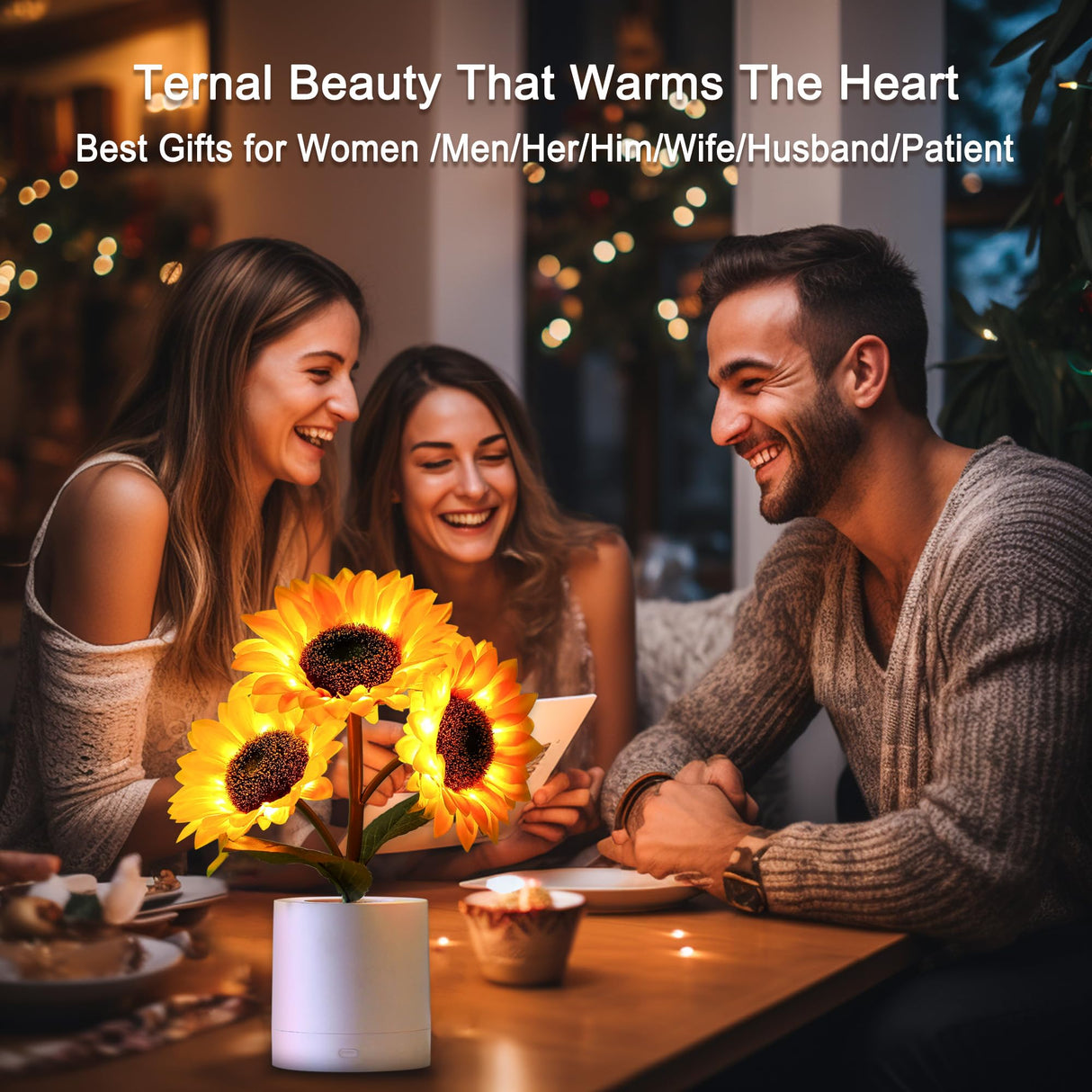 hibeauti Sunflower LED Lamp for Women, Mother's Day Ideal for Bedroom Decor Sunflower Gifts for Mom Grandma Teacher Aunt Girlfriends Coworker Friend Wife Mothers Anniversary Birthday Christmas