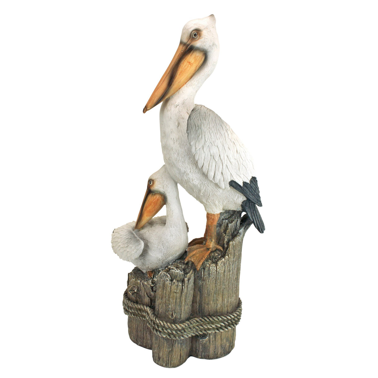 Design Toscano Coastal Decor Ocean's Perch Pelicans Garden Bird Statue, 9 Inch Wide, 24 Inch Tall, Cast Stone Resin, Full Color Finish