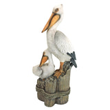 Design Toscano Coastal Decor Ocean's Perch Pelicans Garden Bird Statue, 9 Inch Wide, 24 Inch Tall, Cast Stone Resin, Full Color Finish