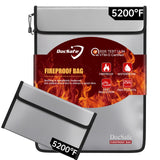 DocSafe Fireproof Document Bag (5200℉) with Fireproof Organizer Travel Case,Heat Insulated Fire＆Water Resistant 8 Layers Safe Money Bag Storage for Important Documents,Cash,Power Bank,Valuables,Gray