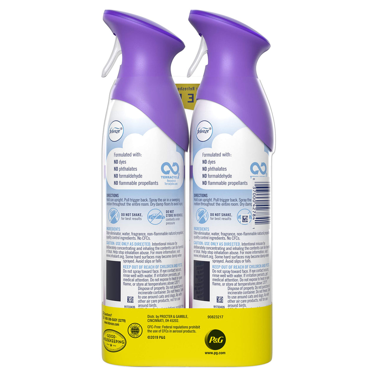 Febreze Air Odor-Eliminating Air Freshener, Lilac & Violet, 2 Ct, 8.8 Fl Oz Each (17.6 oz Total)