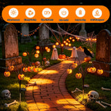 2 Pack Solar Halloween Lights Outdoor Decorations, Fall Pumpkin Lanterns