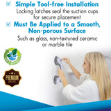 Grab Bars for Bathtubs and Showers, Heavy Duty Shower Handle 2 Pack 12 Inch for Elderly Assistance Products Seniors Suction Cup Removable Handrails Handicap Bath Grip Bathroom Safety Grips No Drilling