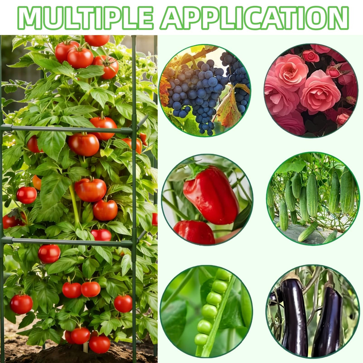 3 Pack Square Tomato Cages for Garden, 59 Inch Tall Heavy Duty Metal Tomato Plant Support Trellis, Adjustable Large Tomato Stakes for Outdoor Pots Climbing Plants, Vegetables, Cucumber