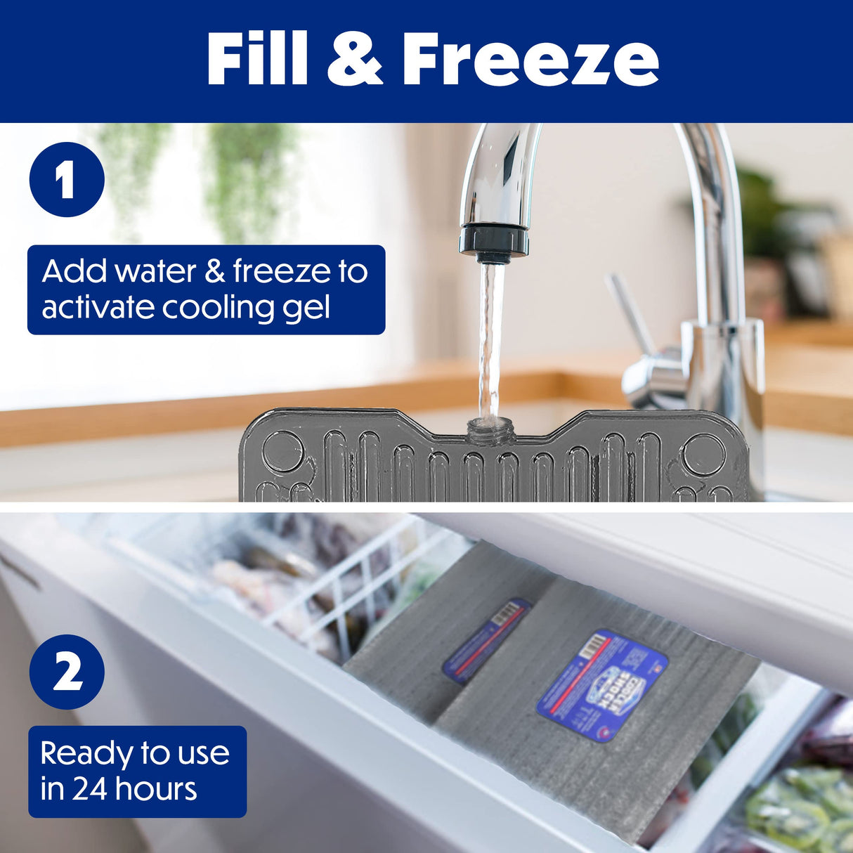 Cooler Shock Ice Packs, Reusable, Premium, Large Ice Pack and Lunch Cooler Set for Long Term Use, Cools Faster Than Ice, Cooler Accessories, Gray, 2 Pack