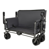 ZeHuoGe 3-in-1 Folding Wagon Cart with Bench Seat & Canopy & Storage, 500lbs Heavy-Duty, 180L Capacity, All-Terrain Wagon for Camping, Beach, Sports, & Garden (Gray)