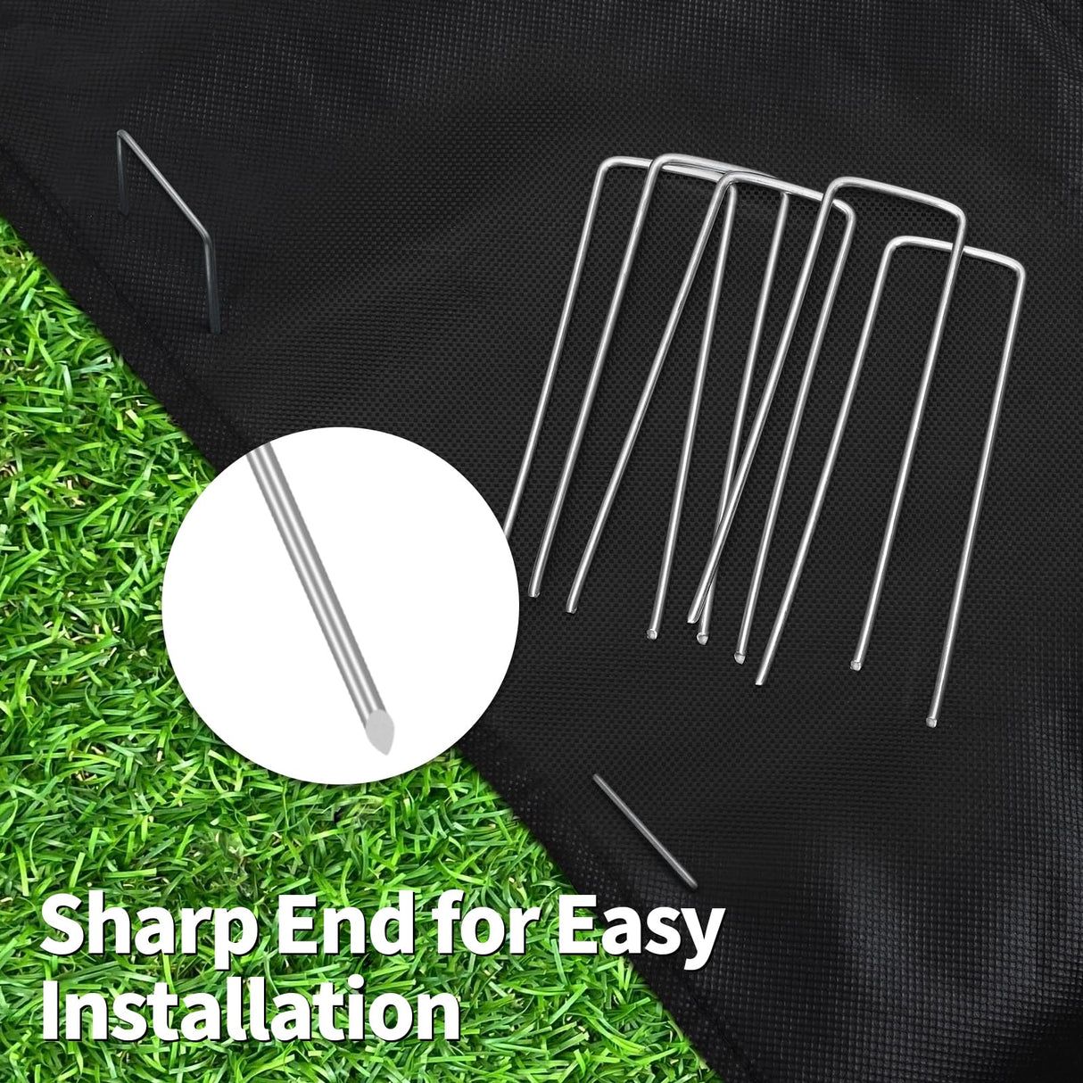 CEWOR 200 Pack Landscape Staples 4 Inches, Galvanized Metal Garden Stakes Landscaping Landscape Fabric Staples Sod Pins for Lawn, Barrier Fabric, Garden Fence, Ground Cover