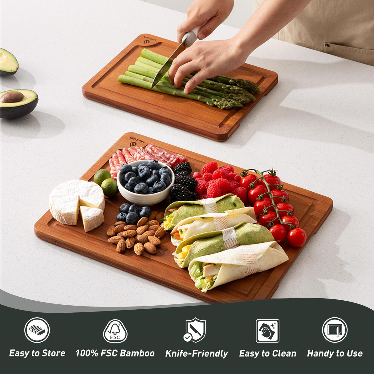 Bamboo Cutting Board Set Non Slip Feet Over Sink Day Gifts Best Mama Mommy Bonus Busy Mom Ever Christmas Xmas Birthday Law Step Stepmom Stepmother Who Have Everything Good Unique Useful Present