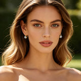 Moissanite Hoop Dangle Earrings for Women Gold Diamond Bezel Drop Earrings