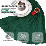12 Pack Dark Green Cheesecloth Table Runner 10Ft, Christmas Table Runner 21.5 X 120 inch, Semi Sheer Cheese Cloth Fabric Boho Table Runner Bulk for Christmas Decorations,Bridal Shower,Wedding