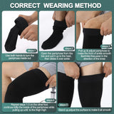 Zhanmai Thigh High Compression Socks 20-30 Mmhg Compression Stockings Thigh High Socks for Men Swelling (Black,L)