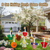 Bailiyake 8 Set Holiday Porch Goose Outfits Summer 4th of July Fall Halloween Christmas Valentine's Day St. Patrick Easter All Seasons Theme Goose Costume for 23" Goose Patio Yard Decor (All Seasons)