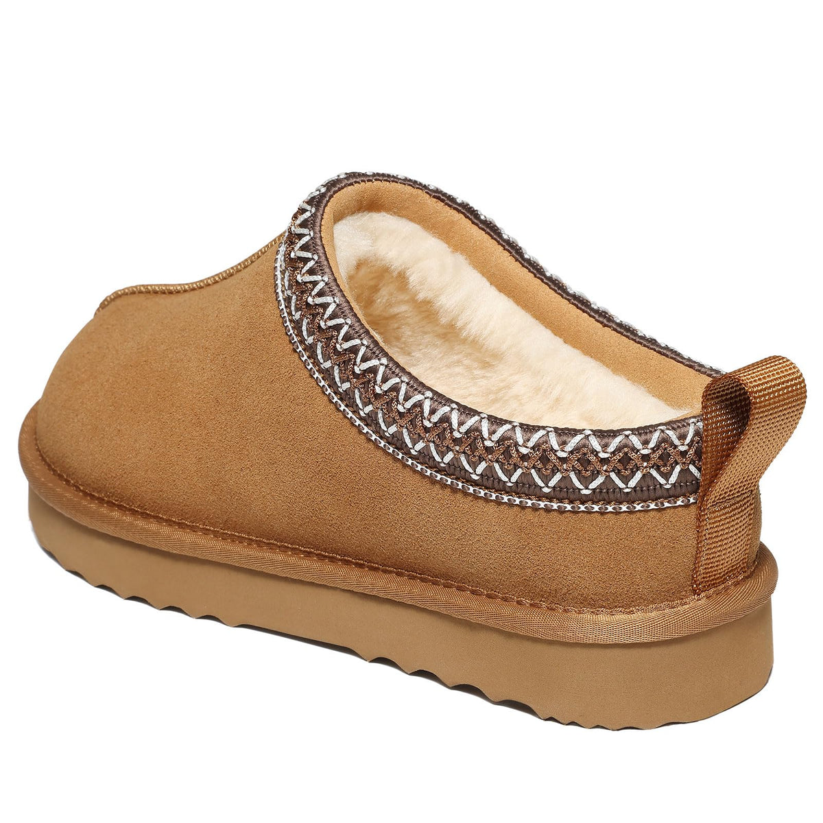 Litfun Women's Genuine Suede Fur Lined Slippers Fuzzy Winter House Shoes