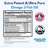 Arazo Nutrition Wild Caught Omega-3 Fish Oil Concentrate – 4,080mg per Serving – High EPA 1200mg & DHA 900mg – 60 Burpless Lemon Softgels