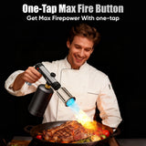 IgnitChef Propane Torch Gun with One-Touch Max Fire, Kitchen Blow Torch with a Safety Lock for Sous Vide Searing Steak, Grill, Charcoal Starter, Campfire (Propane Tank Not Included)