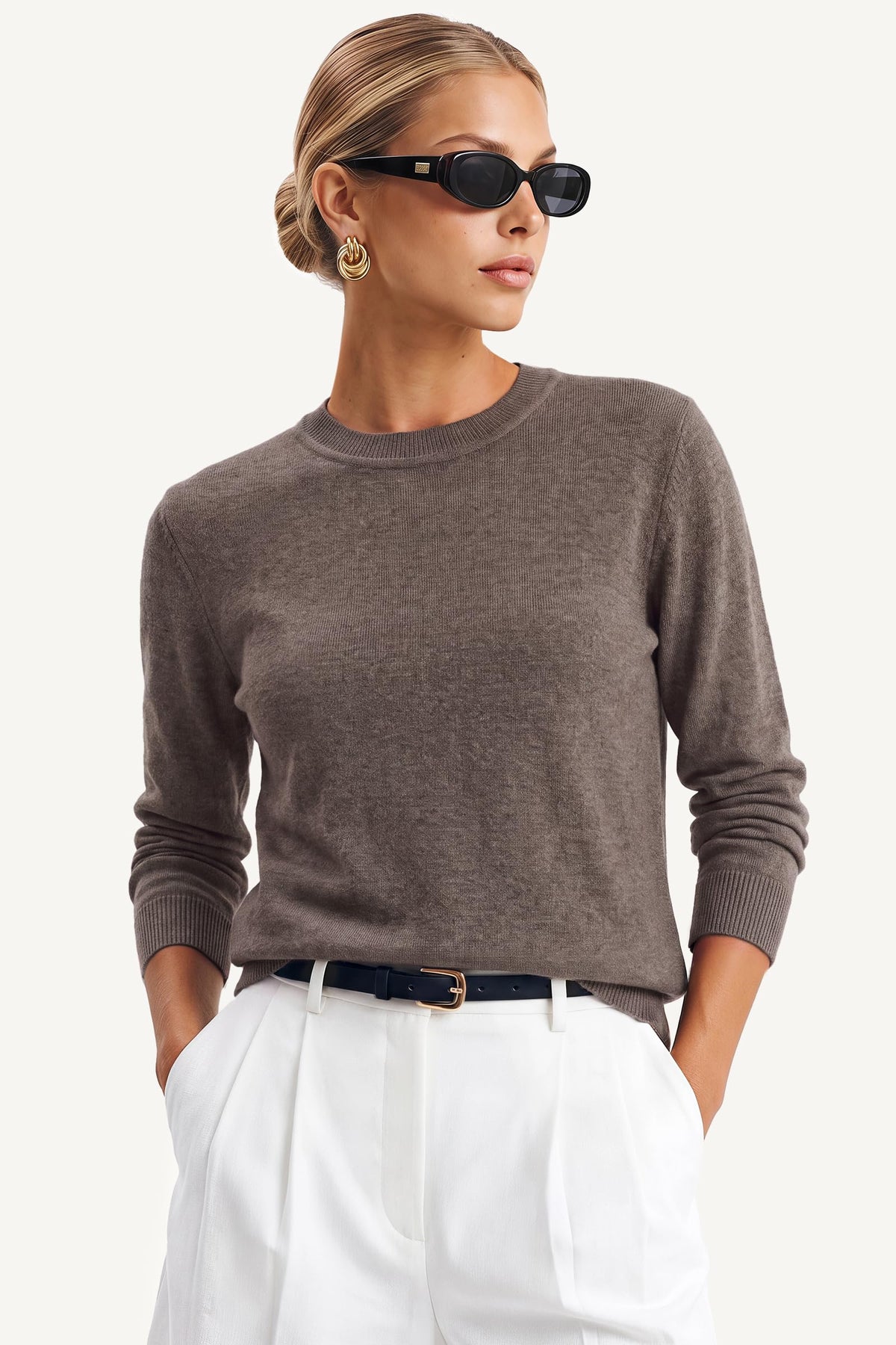 Arach&Cloz Womens Fall Fashion Clothes Christmas Long Sleeve Tops Coffee M