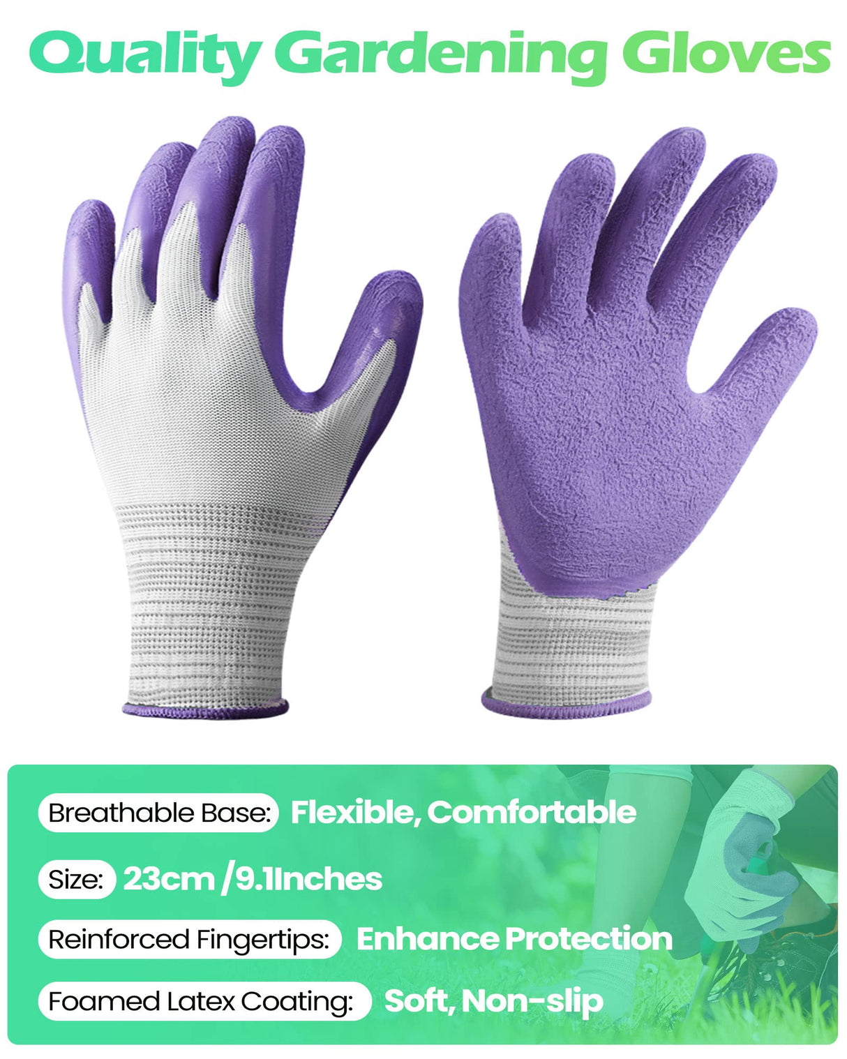 Irenare 24 Pairs Gardening Gloves Bulk for Women Ladies Breathable Rubber Coated Garden Glove for Yard Outdoor Work with Grip